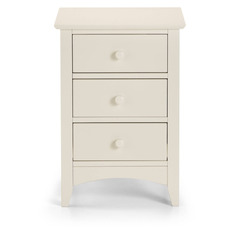 Julian Bowen White Cameo 3 Drawer Bedside Chest Stone