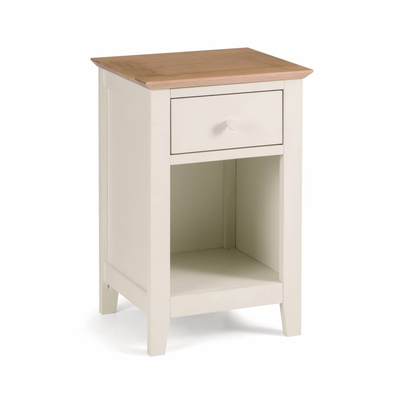 Salerno 1 Drawer Bedside Ivory/Oak