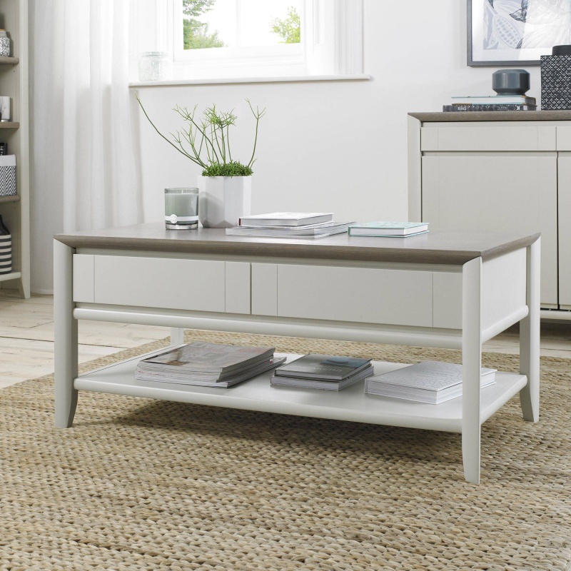Bentley Designs Grey Brampton Rectangular Coffee Table With Drawer