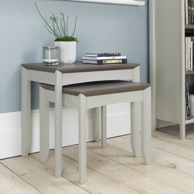 Bentley Designs Grey Brampton Nest Of Lamp Tables