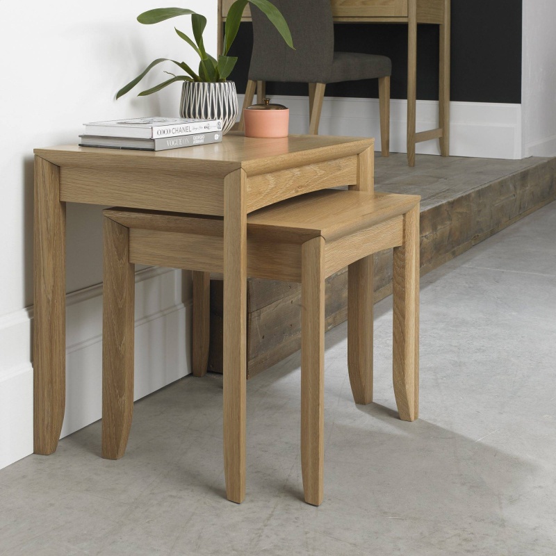 Bentley Designs Brampton Oak Nest Of Lamp Table