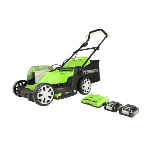 Greenworks 48V 41cm Cordless/Battery Push Rotary Lawnmower With Two 2Ah 24V Batteries And Charger