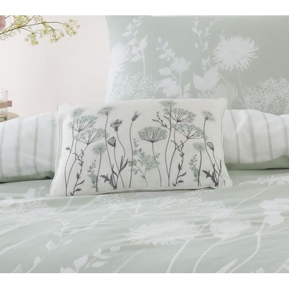 Catherine Lansfield Meadowsweet Floral Green Cushion
