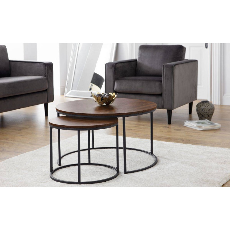 Julian Bowen Black Bellini Round Nesting Coffee Table