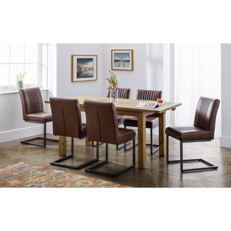 Julian Bowen Brooklyn Dining Chair - Brown Faux Leather & Square Gunmetal BRO002