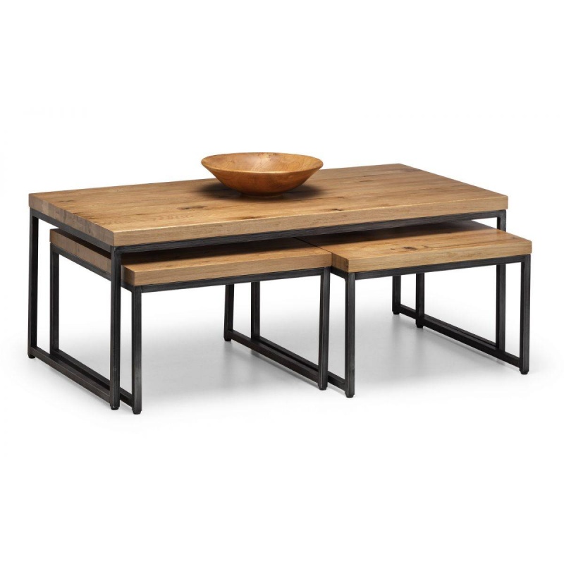Julian Bowen Grain Brooklyn Rectangular Nesting Coffee Tables - Oak