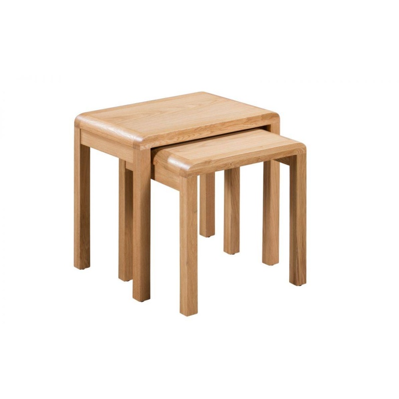 Julian Bowen Curve Oak Nest Of 2 Tables