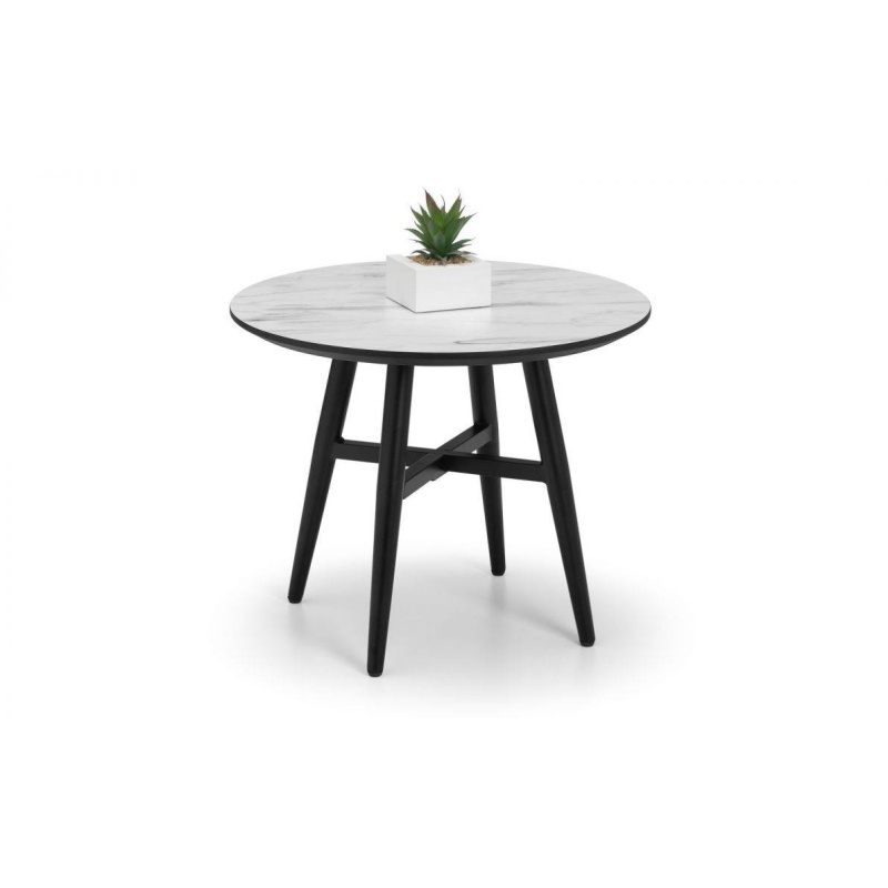 Julian Bowen White/Black Firenze Marble Effect Round Lamp Table