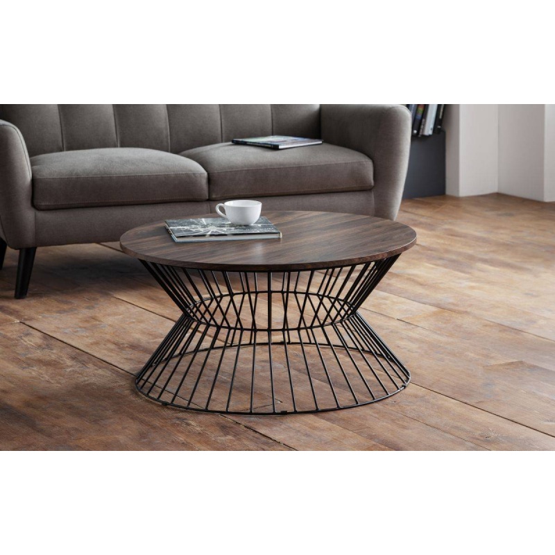 Julian Bowen Jersey Round Wire Coffee Table - Walnut JER001