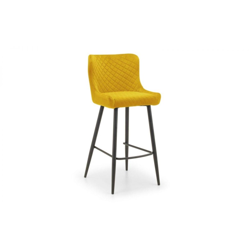 Julian Bowen Luxe Velvet Bar Stool - Mustard LUX203