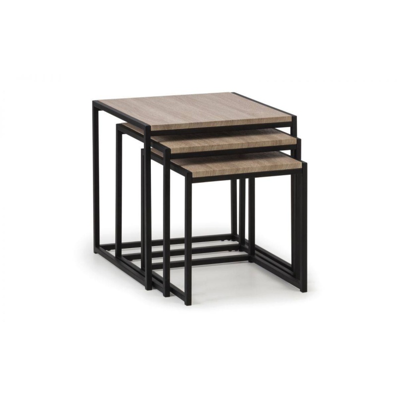 Julian Bowen Black Tribeca Nest Of 3 Tables - Sonoma Oak