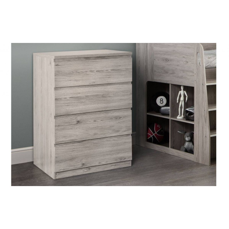 Julian Bowen Jupiter 4 Drawer Chest- Grey Oak JUP305