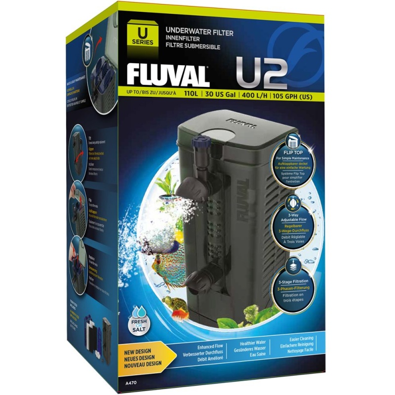 Fluval U2 Underwater Filter 400LPH Aquariums 45-110L