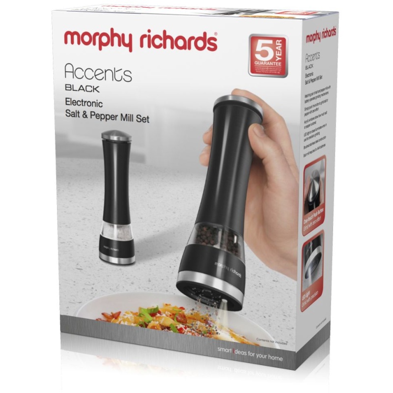 Morphy Richards Accents Electronic Salt & Pepper Mill Black Downtown