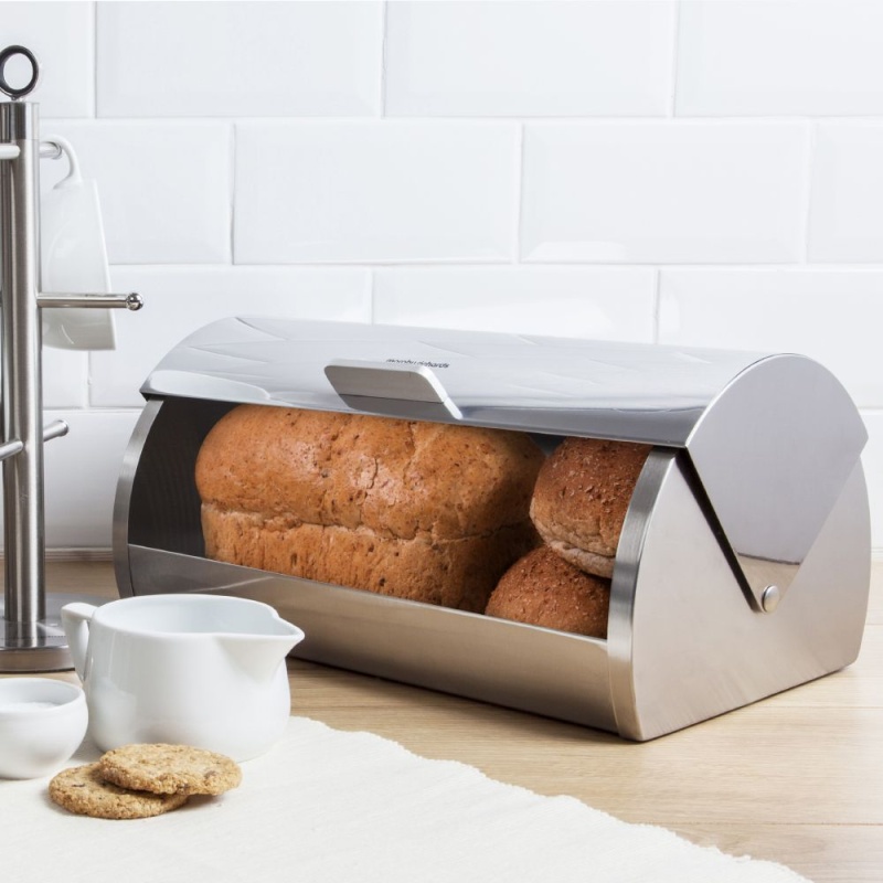 Morphy Richards Accents Bread Bin Roll Top Stainless Steel Downtown