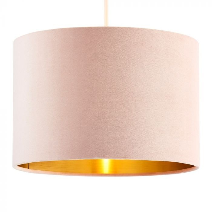 Bhs Light/Pink Velvet Easy Fit Shade 30Cm - Pink/Brass