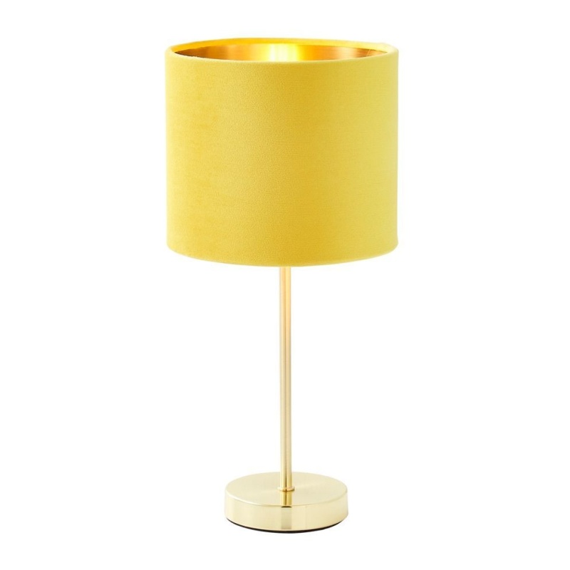Bhs Light Velvet Table Lamp - Ochre/Brass