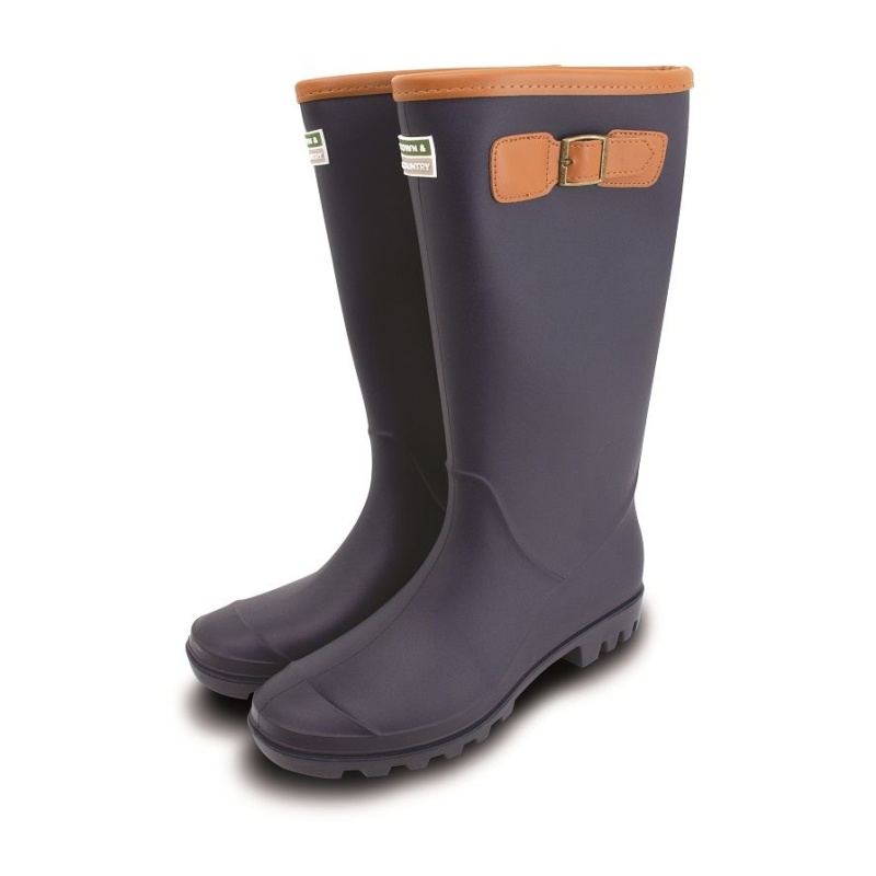 Town & Country PVC Fleece Lined Burford Wellington Boots - Navy
