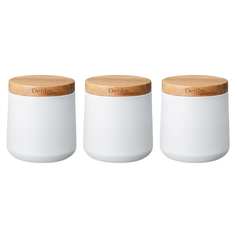 Denby White Storage Canisters Set Of 3