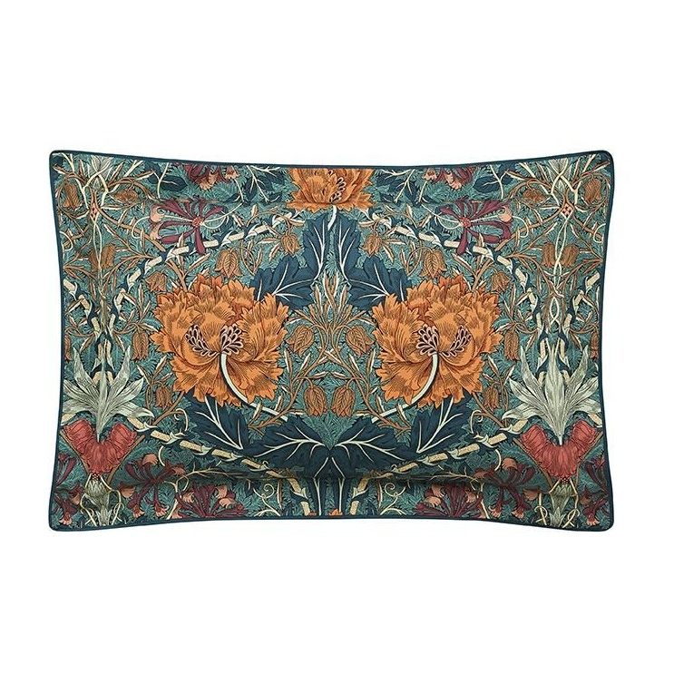 Morris & Co Honeysuckle & Tulip Oxford Pillowcase Mulberry & Teal Do