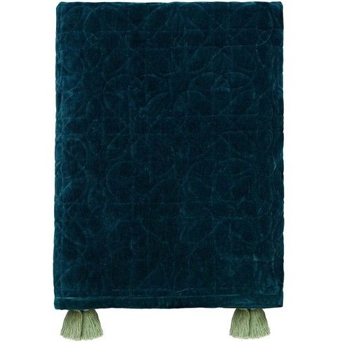 Morris And Co Green Honeysuckle And Tulip Quilted Throw Teal