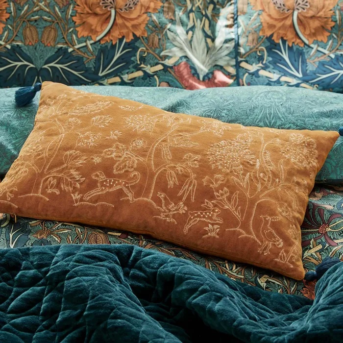 Morris & Co Honeysuckle & Tulip Cushion Saffron
