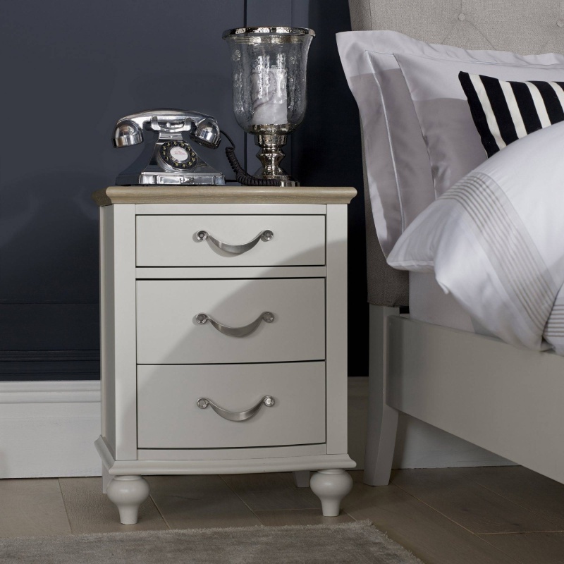 Montreal Grey Washed Oak & Soft Grey 3 Drawer Nightstand