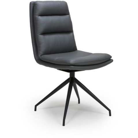 Nevada Swivel Dining Chair Black Frame Grey Seat