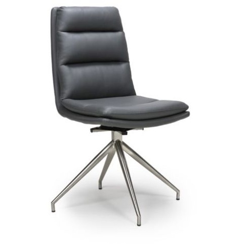 Nevada Swivel Dining Chair Stainless Steel Frame Grey Seat