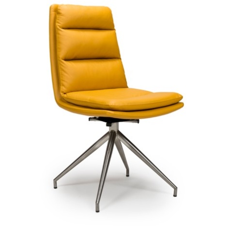 Nevada Swivel Dining Chair Stainless Steel Frame Ochre Seat