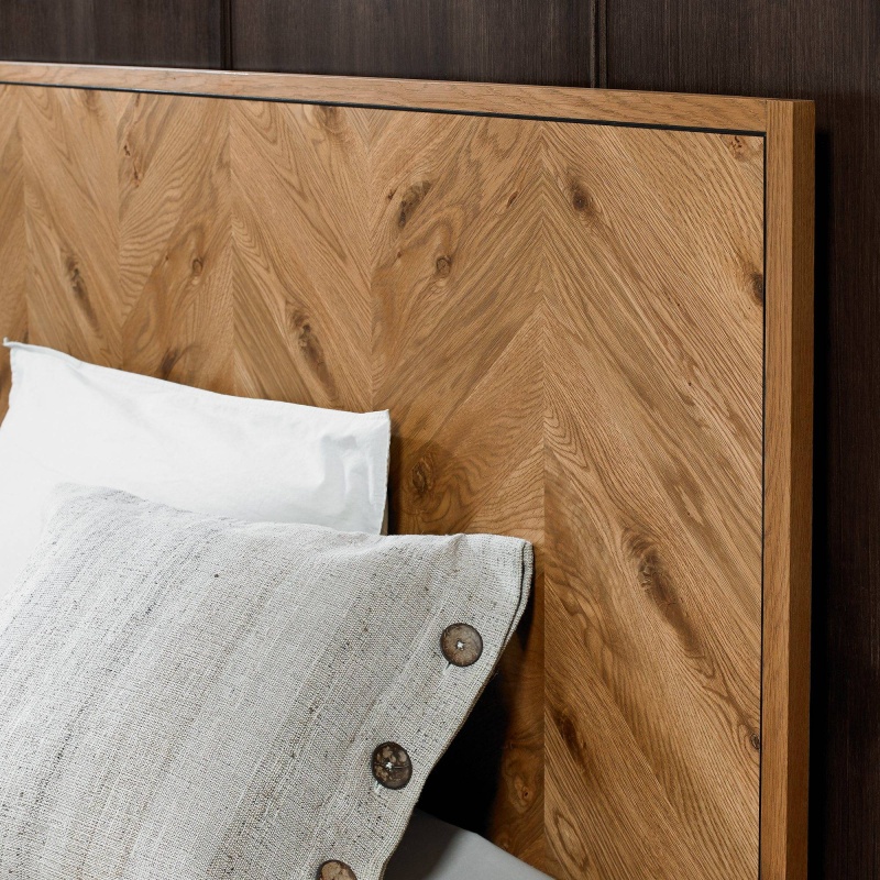Vaughan Chevron Oak Panel Bed Frame