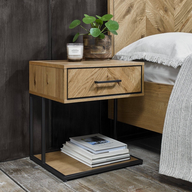 Bentley Designs Vaughan Chevron Oak Nightstand
