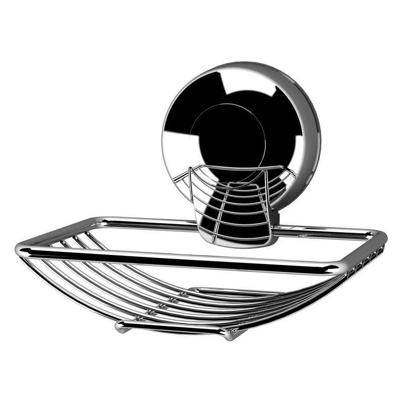 Showerdrape Black Suctionloc Soap Basket Chrome