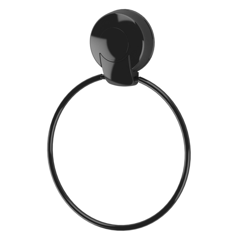 Showerdrape Suctionloc Towel Ring Black