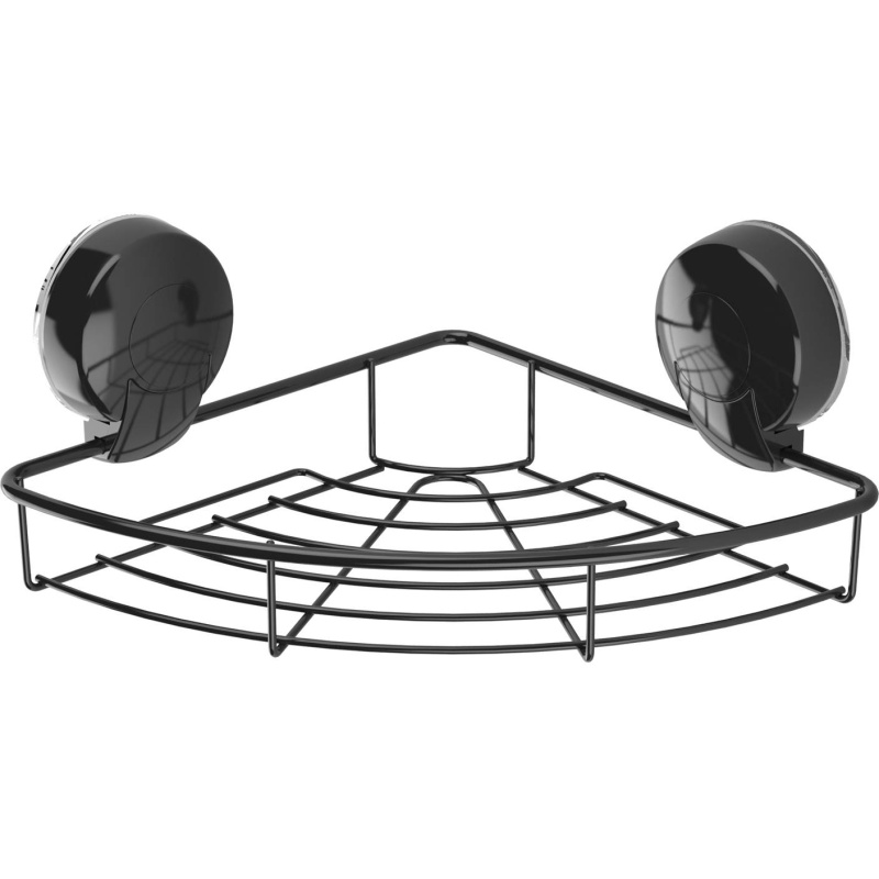 Showerdrape Suctionloc Corner Basket Black