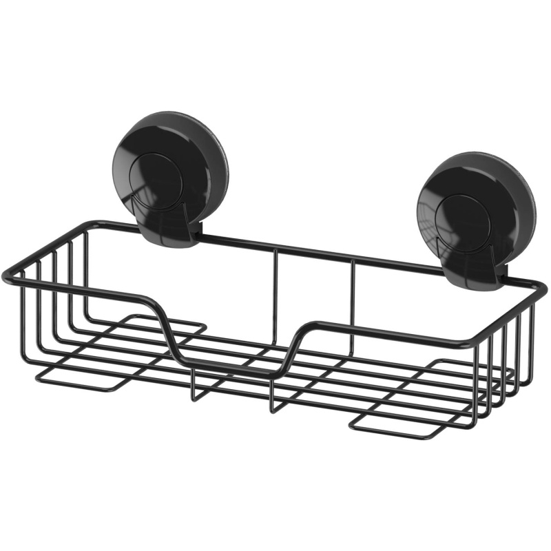 Showerdrape Suctionloc Rectangular Basket Black