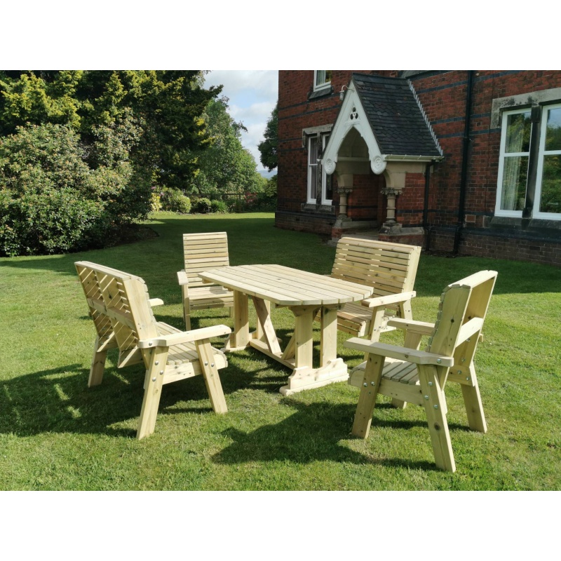 Churnet Valley Ergo 6 Seat Table Set - 2 x Chairs & 2 x Benches