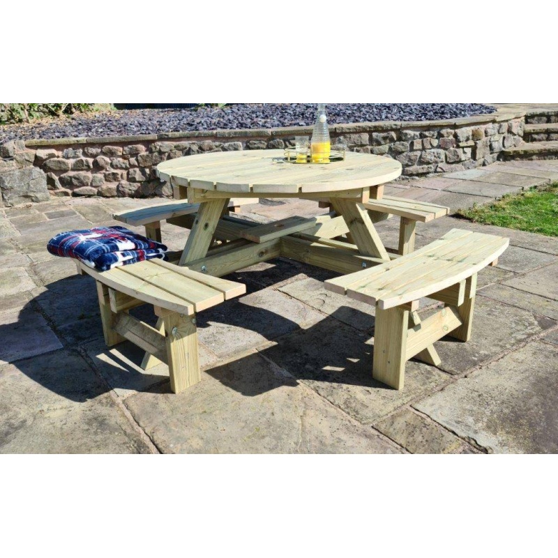 Picnic table outlet round 8 seater
