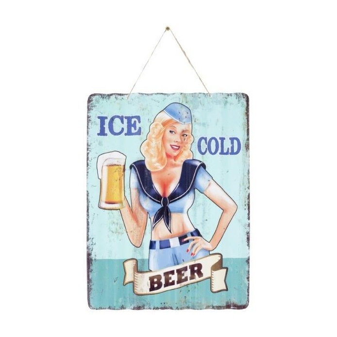 La Hacienda Corrugated Ice Cold Beer Garden Sign