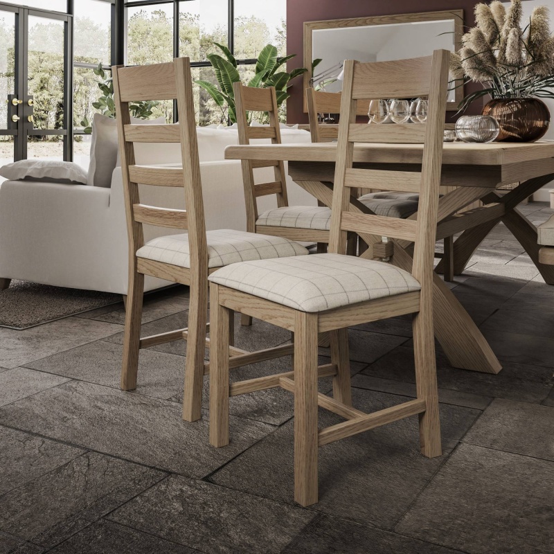 Hexham Slatted Dining Chair Natural Check
