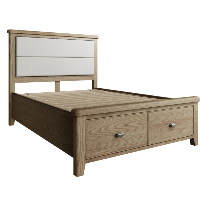 Hexham Bed With Fabric Headboard & Drawer Footboard Set