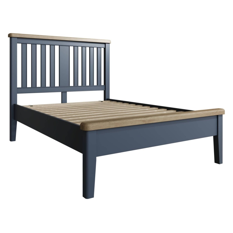 Hexham Painted Blue Bed With Wooden Headboard & Low End Footboard Set