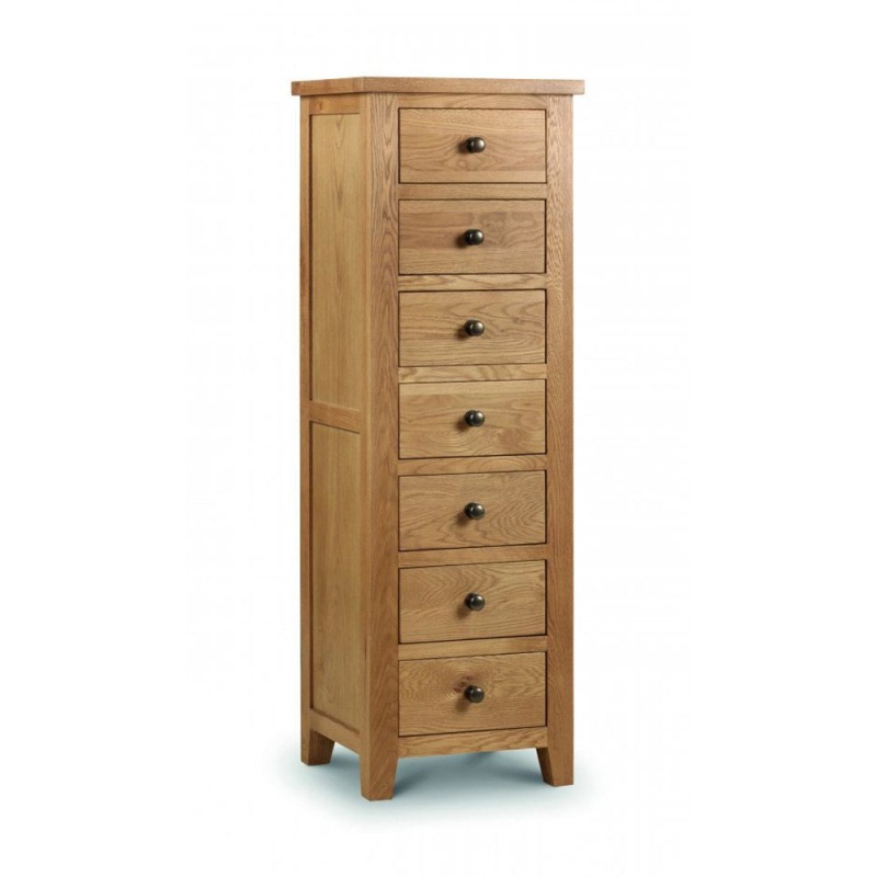 Julian Bowen White Marlborough Oak 7 Drawer Narrow Chest