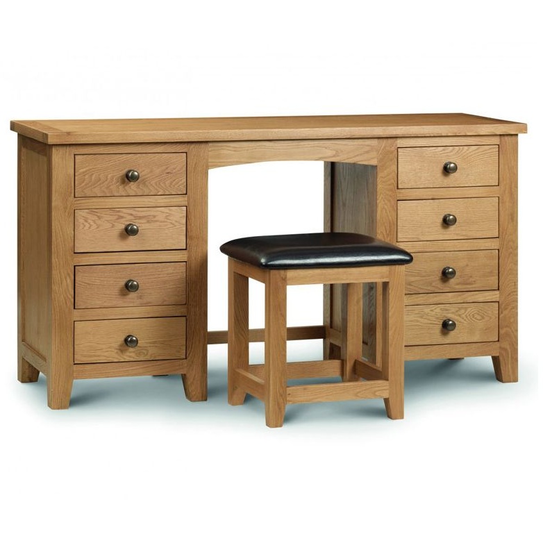 Julian Bowen White Marlborough Oak Twin Pedestal Dressing Table