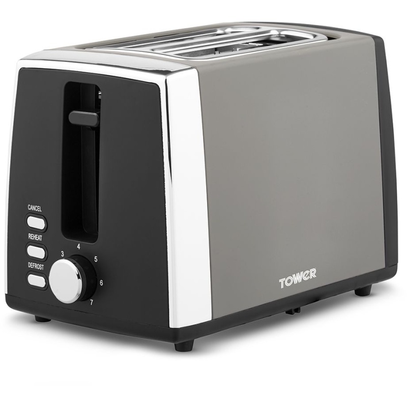 Tower T20072GRYBF Ash Grey 2 Slice Toaster Downtown