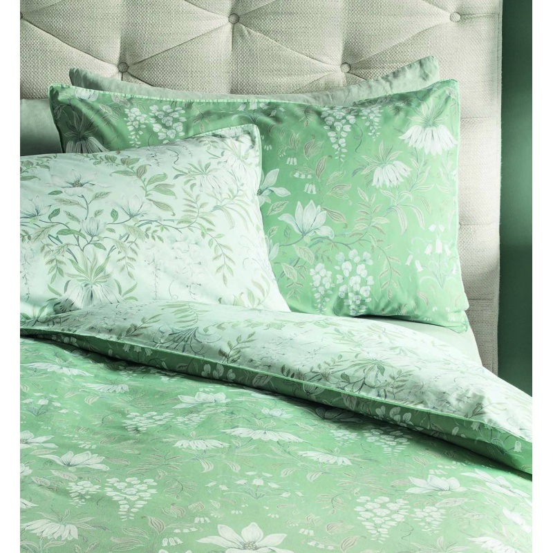 Laura Ashley White Parterre Sage Pillowcase Pair