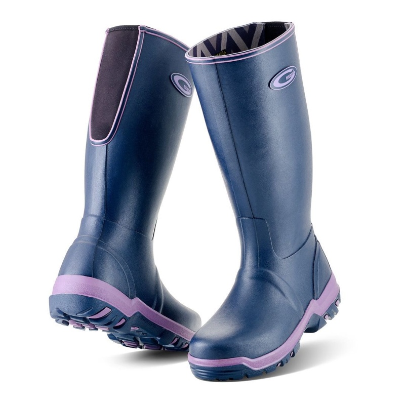 Grubs Rainline Full Length Boots Aubergine