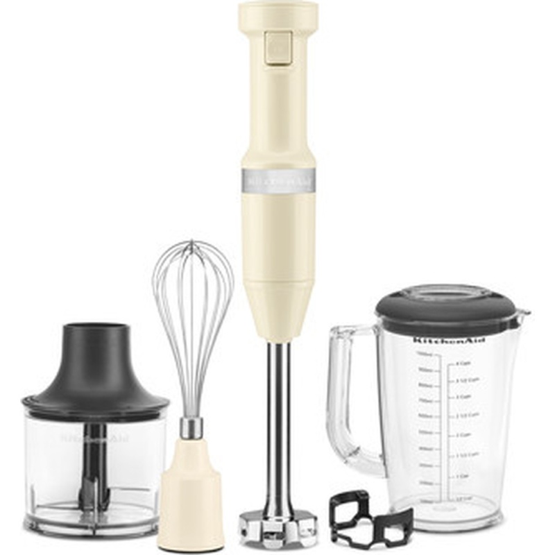 KitchenAid 5KHBV83BAC 180W Corded Hand Blender + Accessories - Almond Cream