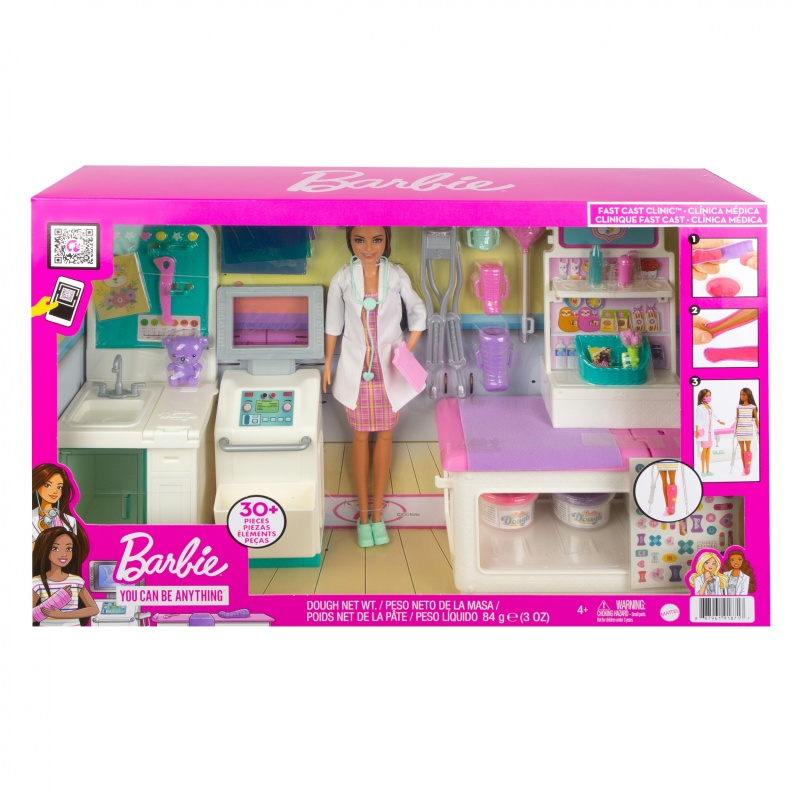 Barbie Fast Cast Clinic Playset with Brunette Barbie Doctor Doll