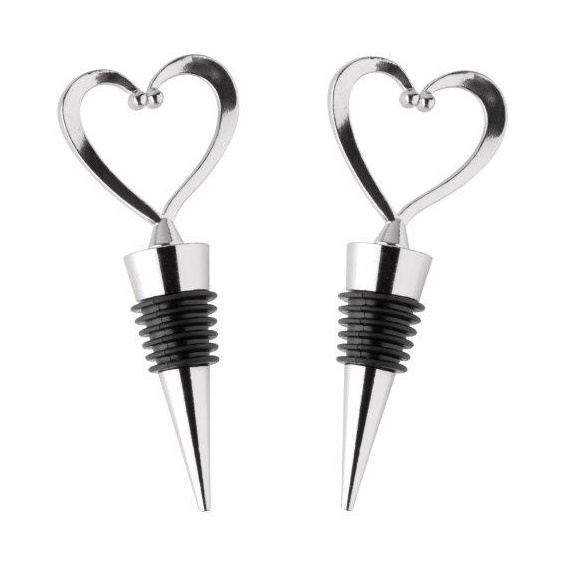 Taylors Eye Witness Taproom Wine Stopper Chrome Heart Set Of 2